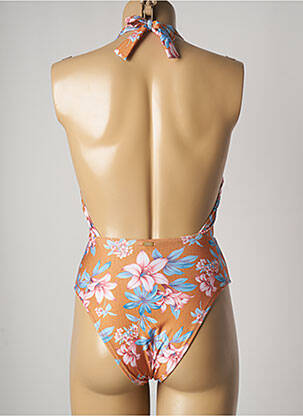 Maillot de bain 1 pièce effet matière satinée haut triangles orange BANANA MOON femme