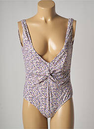 Maillot de bain 1 pièce effet matière satinée haut triangles violet PIECES femme