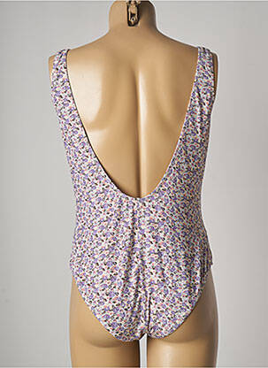 Maillot de bain 1 pièce effet matière satinée haut triangles violet PIECES femme