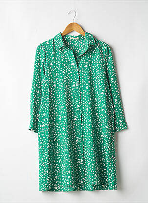 Robe mi-longue imprimé fantaisie manches longues vert LILI & LALA femme