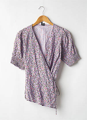 Blouse tissage popeline manches courtes violet VERO MODA femme