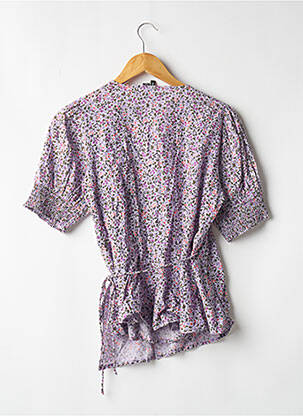 Blouse tissage popeline manches courtes violet VERO MODA femme