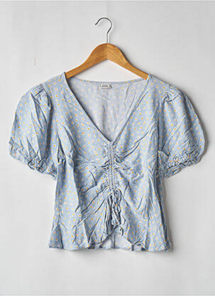 Blouse tissage popeline manches courtes bleu PIMKIE femme