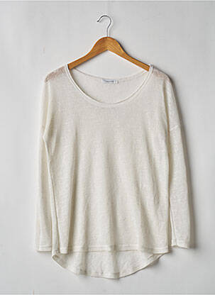 Pull maille souple et aérée manches longues beige CALLIOPE femme