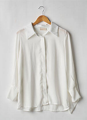 Chemisier tissage crêpe manches longues blanc GARCONNE femme