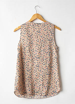 Top imprimé fantaisie sans manche beige F DE LA PASSION femme