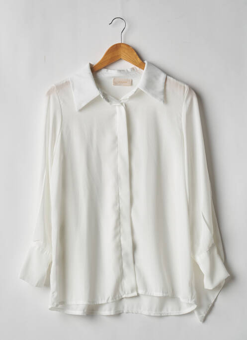 Chemisier tissage crêpe manches longues blanc GARCONNE femme