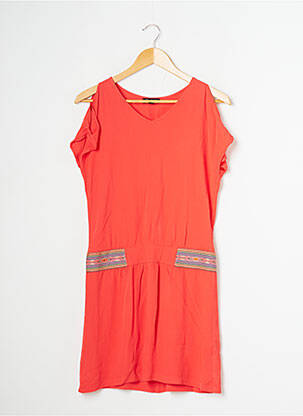Robe mi-longue coupe fluide manches courtes rose CHARLOTT' femme