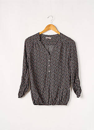 Blouse imprimé fantaisie manches longues noir CAMAIEU femme