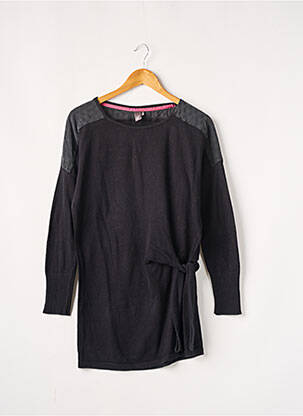 Pull tunique stretch manches longues noir LADY CAPTAIN femme