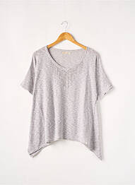 Pull tunique tissage chiné manches courtes gris LES P'TITES BOMBES femme