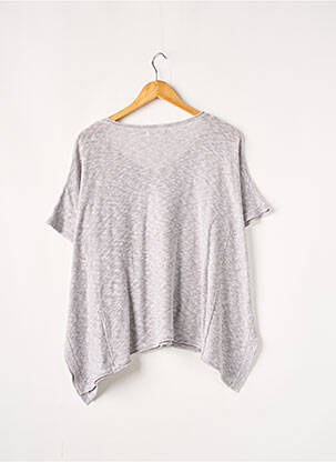 Pull tunique tissage chiné manches courtes gris LES P'TITES BOMBES femme