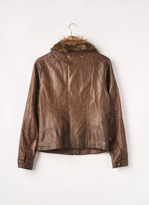 Veste simili cuir marron GEISHA pour femme