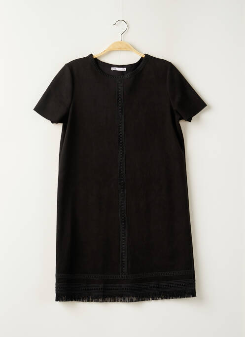 Robe mi-longue manches courtes manches courtes noir ZARA femme