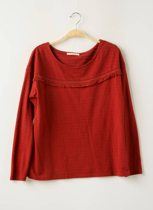 Top col rond manches longues marron CAMAIEU femme