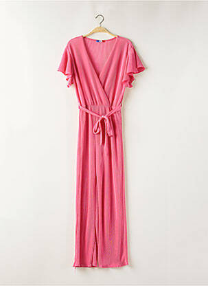 Combi-pantalon col cache-coeur manches courtes rose AXG femme
