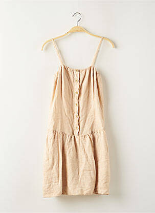 Robe mi-longue coupe évasée fines bretelles beige KOSMIKA femme