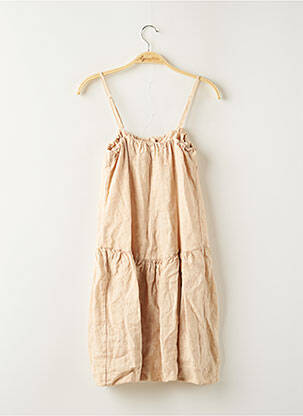 Robe mi-longue doublure fines bretelles beige KOSMIKA femme