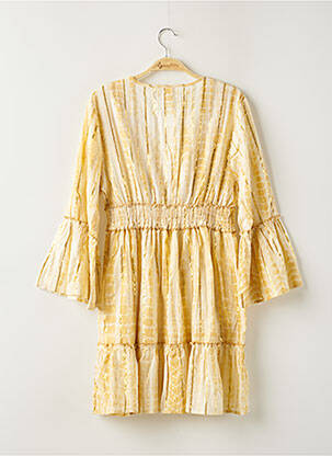 Robe courte manches 3/4 manches 3/4 jaune ANISA femme