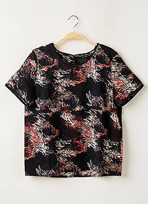 Blouse imprimé fantaisie manches courtes noir ICHI femme