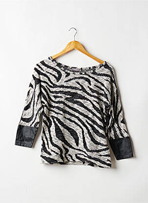 Pull col rond manches 3/4 noir GEISHA femme