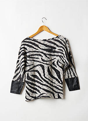 Pull coupe droite manches 3/4 noir GEISHA femme