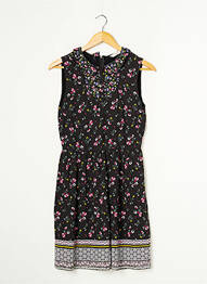 Robe mi-longue imprimé fleurs sans manche noir NAF NAF femme