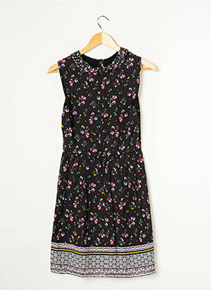 Robe mi-longue imprimé fleurs sans manche noir NAF NAF femme