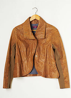 Veste en cuir poches marron ONE STEP femme