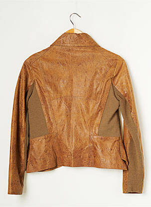 Veste en cuir poches marron ONE STEP femme
