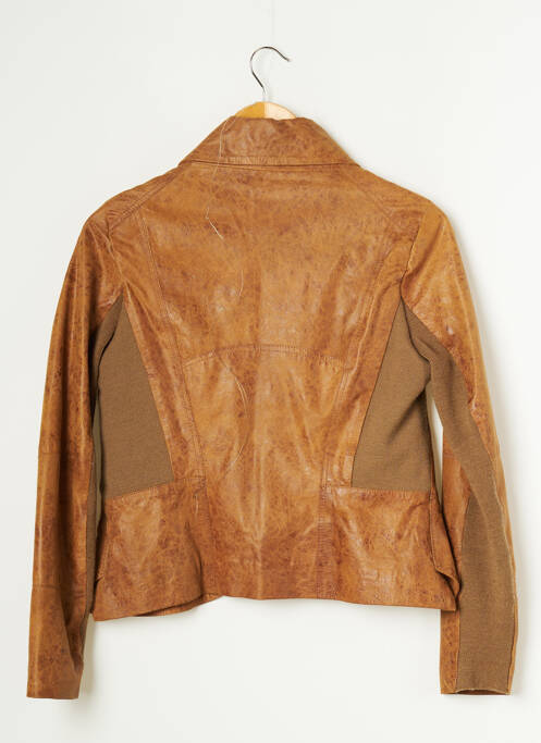 Veste en cuir poches marron ONE STEP femme