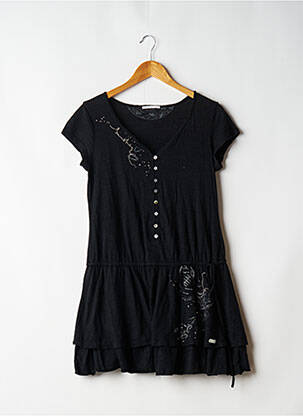 Robe mi-longue coupe fluide manches courtes noir LA MODE EST À VOUS femme