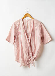Gilet cache-cœur fermeture liens à nouer rose YAYA femme