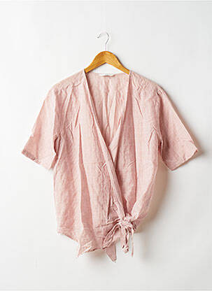 Gilet cache-cœur fermeture liens à nouer rose YAYA femme