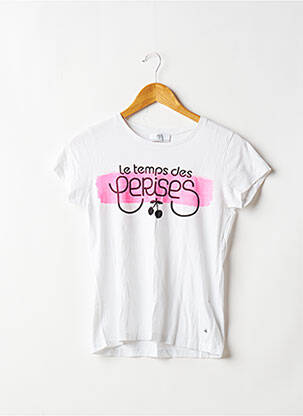 T-shirt sérigraphie manches courtes blanc LE TEMPS DES CERISES femme