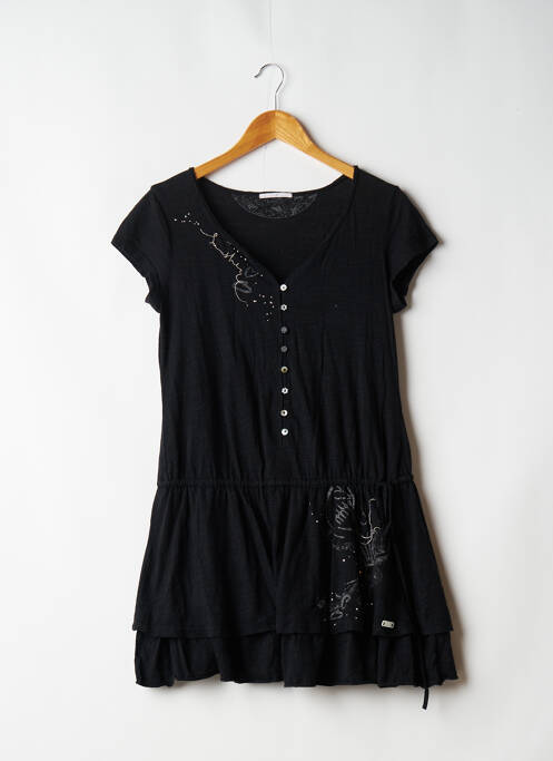 Robe mi-longue manches courtes manches courtes noir LA MODE EST À VOUS femme