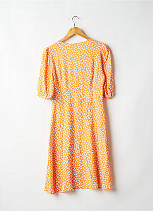 Robe mi-longue imprimé fleurs manches courtes orange CAMAIEU femme