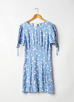 Robe mi-longue imprimé fleurs manches courtes bleu CAMAIEU femme