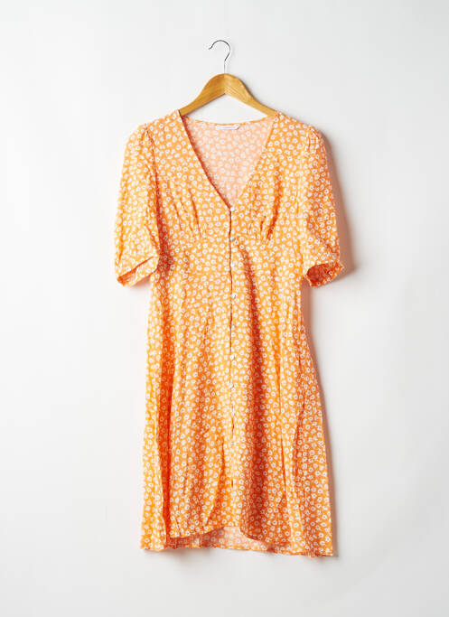 Robe mi-longue coupe fluide manches courtes orange CAMAIEU femme