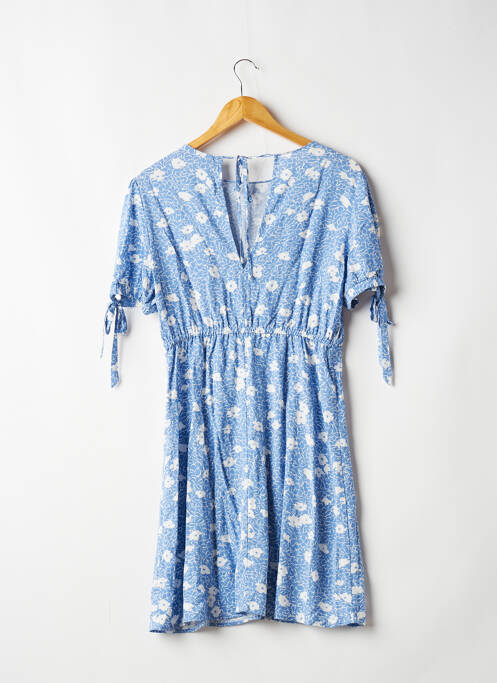 Robe mi-longue coupe fluide manches courtes bleu CAMAIEU femme