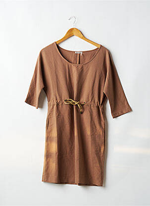 Robe mi-longue manches 3/4 manches 3/4 beige AKOZ femme