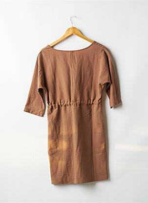 Robe mi-longue manches 3/4 manches 3/4 beige AKOZ femme