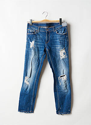 Jeans coupe slim effet usé délavé taille normale bleu ZARA femme