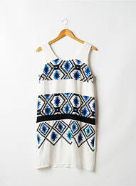 Robe mi-longue coupe fluide sans manche blanc COLOR BLOCK femme