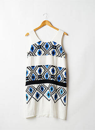 Robe mi-longue imprimé fantaisie sans manche blanc COLOR BLOCK femme