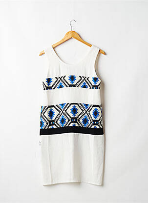 Robe mi-longue coupe fluide sans manche blanc COLOR BLOCK femme