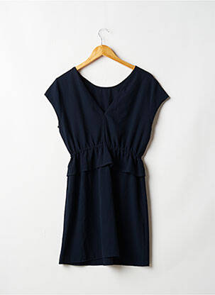 Robe mi-longue coupe fluide manches courtes bleu ONLY femme