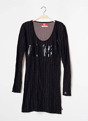 Robe mi-longue manches longues manches longues noir LE TEMPS DES CERISES femme