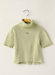 Pull tissage côtelé manches courtes vert LILI GAUFRETTE fille
