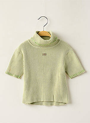 Pull tissage côtelé manches courtes vert LILI GAUFRETTE fille